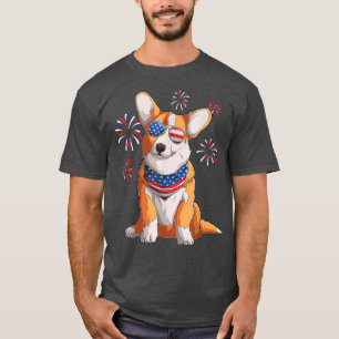 Corgi Dog American USA Flag 4. Juli T-Shirt