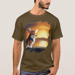 Corgi Dog Art Sunset Vintag Retro Corgis Hunde-312 T-Shirt