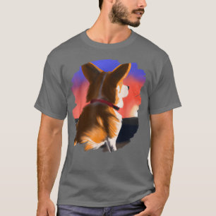 Corgi Dog Art Sunset Vintag Retro Corgis Hunde -31 T-Shirt