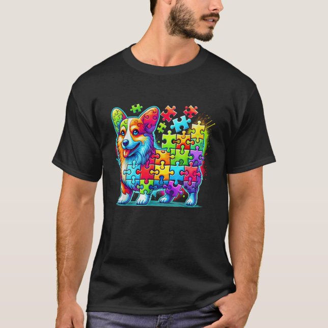 Corgi Dog Autism Awareness Boys Girls  T-Shirt (Vorderseite)