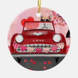 Corgi Dog Auto mit HerzValentinstag Keramik Ornament