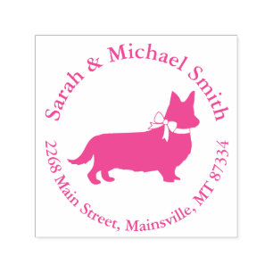 Corgi Dog Babydusche Welpe Gray Welsh Pink Girl Permastempel