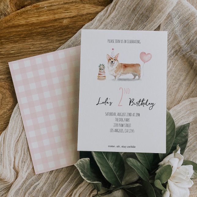 Corgi Dog Birthday Einladung - Mädchen (Von Creator hochgeladen)