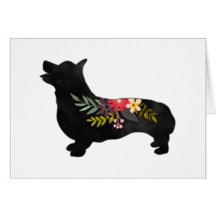 Corgi Dog Breed Boho Floral Silhouette Card