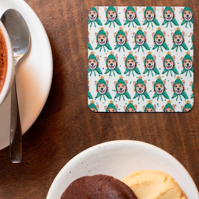 Corgi Dog Breed Christmas Rechteckiger Pappuntersetzer (Von Creator hochgeladen)
