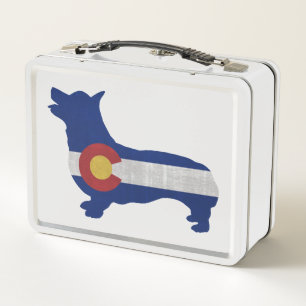 Corgi Dog Breed Silhouette Colorado Flag Metall Brotdose