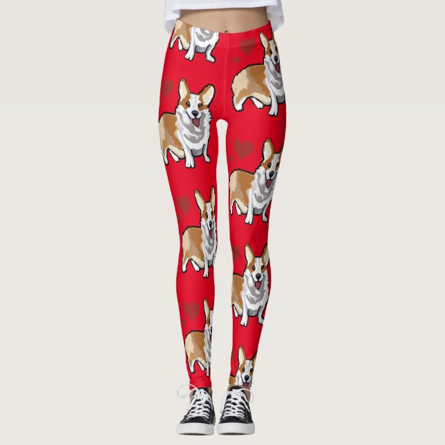Corgi Dog Cartoon Leggings (Vorderseite)