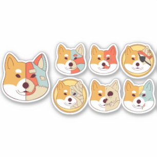 CORGI DOG CHARACTER SET AUFKLEBER