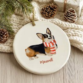 Corgi Dog Christmas Keramik Ornament