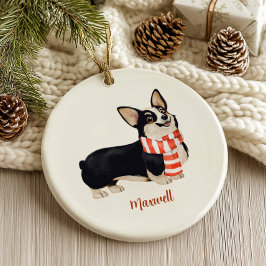 Corgi Dog Christmas Keramik Ornament