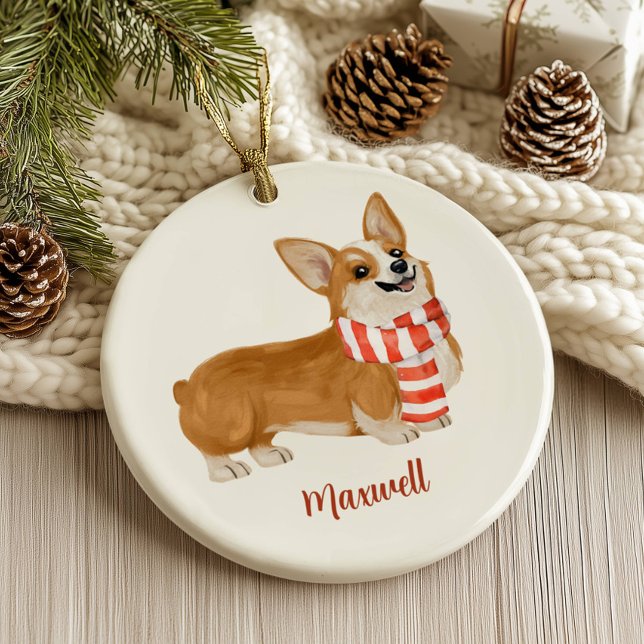 Corgi Dog Christmas Keramik Ornament (Von Creator hochgeladen)