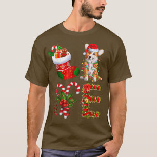 Corgi Dog Christmas Light Funny Dog Animal Lover T-Shirt