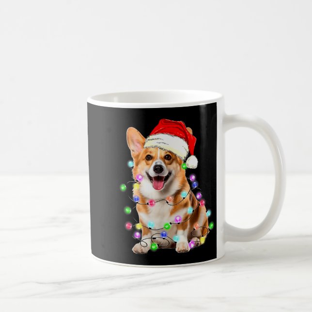 Corgi Dog Christmas Lights Pajama Funny  Kaffeetasse (Rechts)