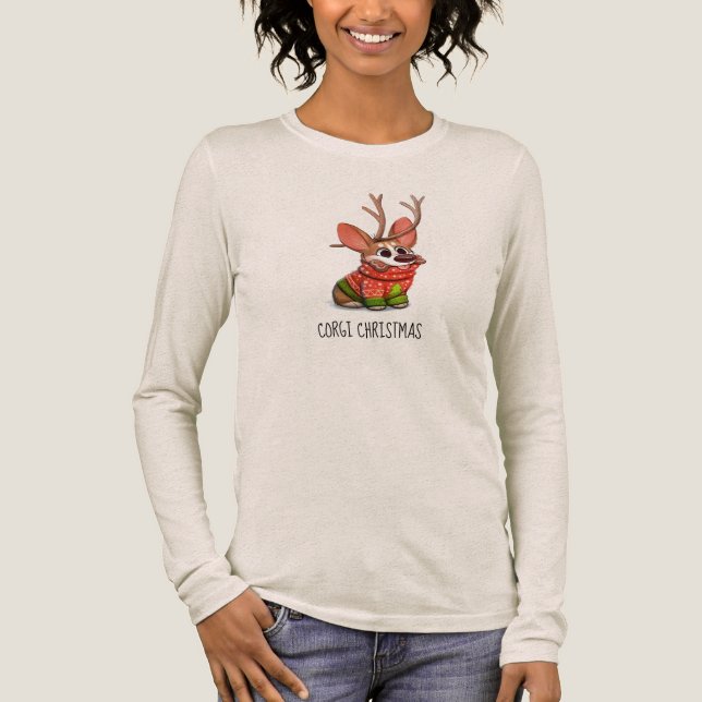 Corgi Dog Christmas Tri-Blend Shirt (Vorderseite)