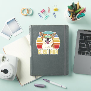 Corgi Dog Corgis Beste Mama für Hunde je Retro Sun Aufkleber