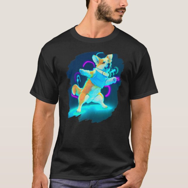 Corgi Dog Dancing Retro Breakdance Dancer T-Shirt (Vorderseite)
