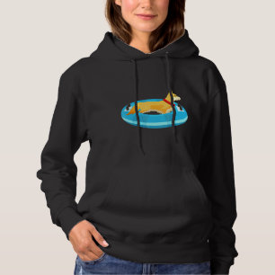 Corgi Dog Floating River Puppy Tubing Hoodie
