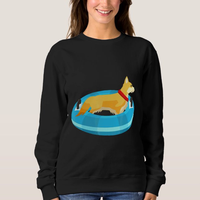 Corgi Dog Floating River Puppy Tubing Sweatshirt (Vorderseite)