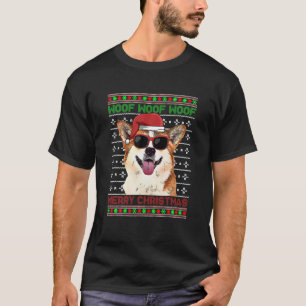 Corgi Dog Funny Woof Frohe Weihnachten T-Shirt