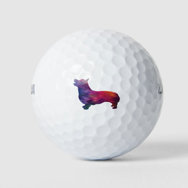 Corgi Dog Geometric Muster Silhouette Lila Golfball (Vorderseite)
