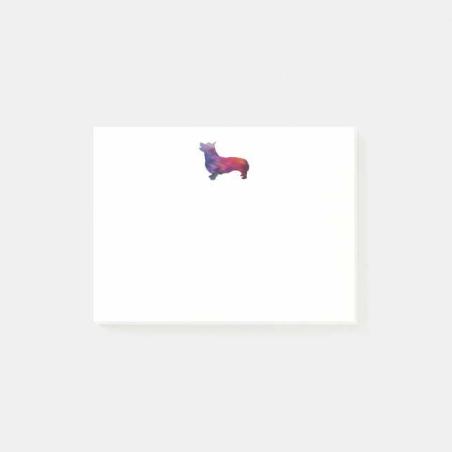 Corgi Dog Geometric Muster Silhouette Lila Post-it Klebezettel (Vorderseite)