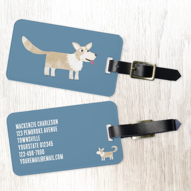 Corgi Dog Gepäckanhänger (Corgi dog personalized luggage tag)