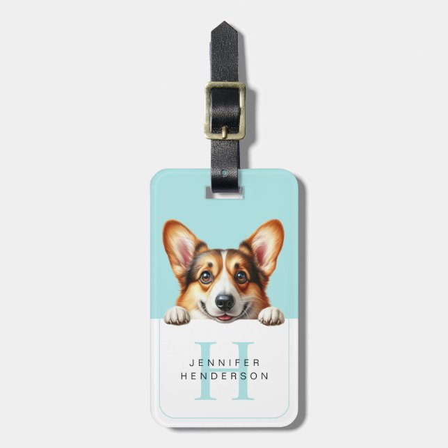Corgi Dog Gepäckmarken Gepäckanhänger (Vorderseite vertikal)