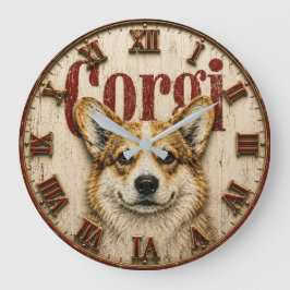 Corgi Dog Große Wanduhr