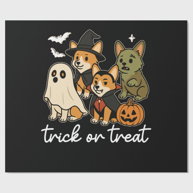 Corgi Dog Halloween Costume Spooky Geschenkpapier (Flach)