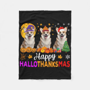 Corgi Dog Halloween Hallothanksmas Fleecedecke