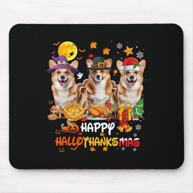 Corgi Dog Happy Halloween Erntedank Merry Chris Mousepad (Vorne)