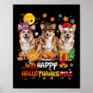 Corgi Dog Happy Halloween Erntedank Merry Chris Poster