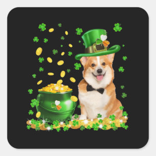 Corgi Dog Happy St Patricks Day Quadratischer Aufkleber