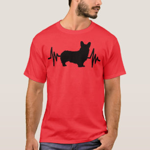 Corgi Dog Heartbeat Black-337 T-Shirt
