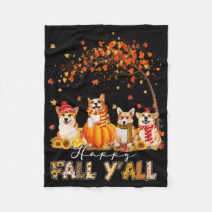 Corgi Dog Herbstfall Pumpkin Truck Mappe Thanksgi Fleecedecke