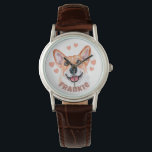 Corgi Dog Illustration mit Herz und Namen Armbanduhr<br><div class="desc">Du Liebe deinen Corgi so sehr,  dass du die Welt will zu wissen! Fügen Sie der personalisierten Uhr den Namen Ihres Pelzbabys hinzu und zeigen Sie es allen. Sei eine stolze Corgi Mom! Es ist eine tolle Geschenkidee für jeden mit einem Corgi.</div>