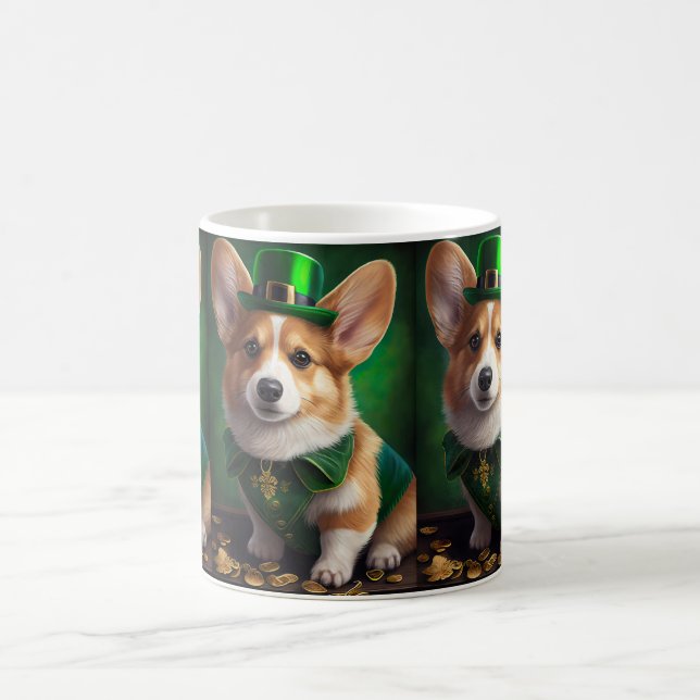 Corgi Dog in St. Patrick's Day Dress Kaffeetasse (Mittel)