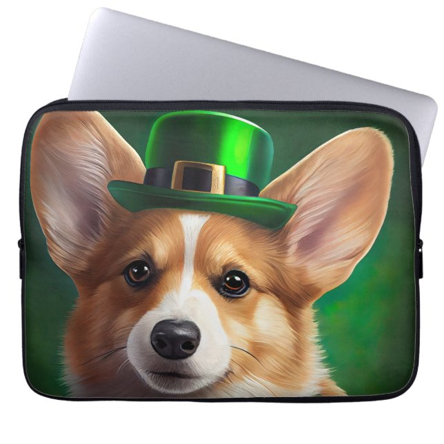 Corgi Dog in St. Patrick's Day Dress Laptopschutzhülle (Vorderseite)