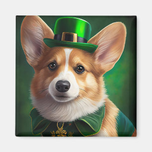 Corgi Dog in St. Patrick's Day Dress Magnet
