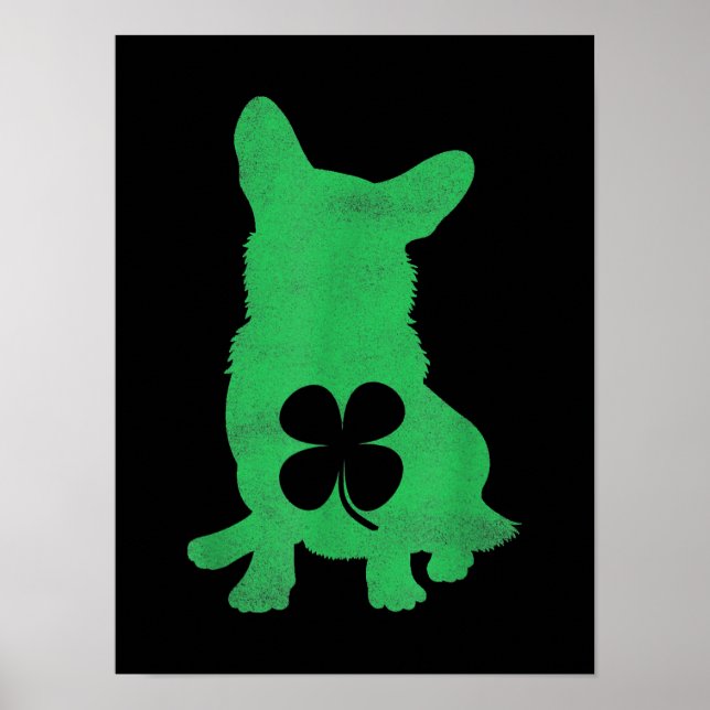 Corgi Dog Kleeblatt Irish St. Patricks Day Poster (Vorne)