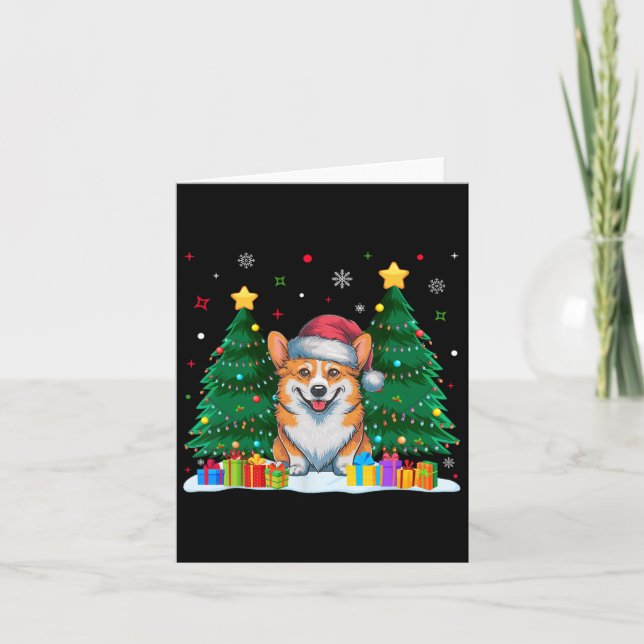 Corgi Dog liebt Weihnachtsmannmütze Ugly Christmas Karte (Vorderseite)