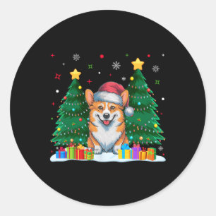 Corgi Dog liebt Weihnachtsmannmütze Ugly Christmas Runder Aufkleber