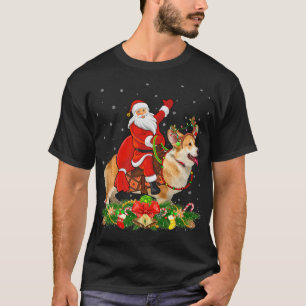 Corgi Dog Lover Funny Santa Riding Corgi Weihnacht T-Shirt