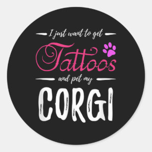 Corgi Dog Lover Tattoo Funny Dog Mama Geschenk Ide Runder Aufkleber