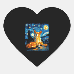 Corgi Dog Lovers Gemälde von van Gogh sternenweise Herz-Aufkleber