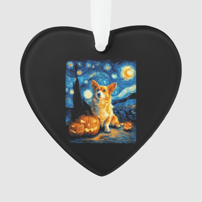 Corgi Dog Lovers Painting of van gogh starry night Ornament (Vorderseite)
