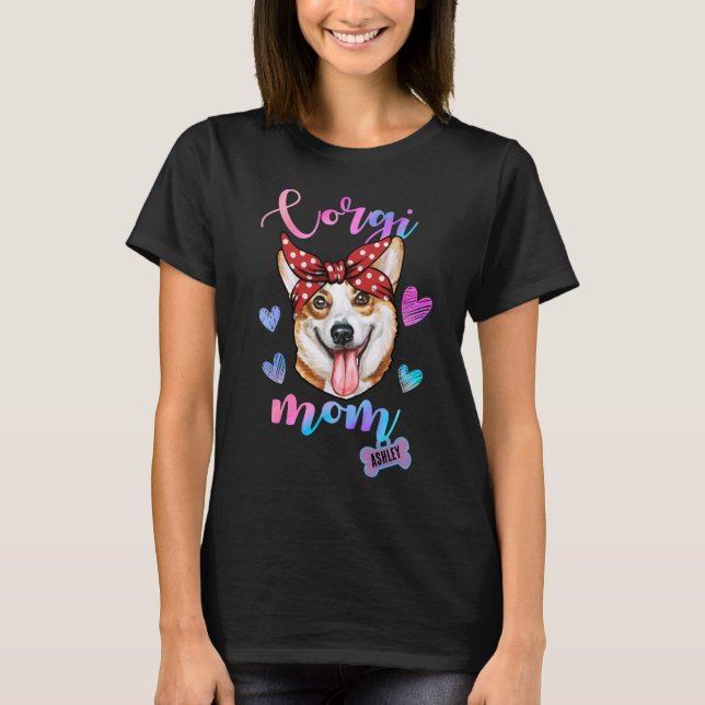 Corgi Dog Mama Welpe Mama T-Shirt (Vorderseite)