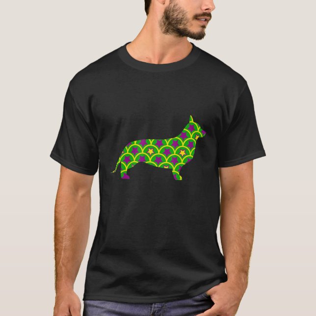 Corgi Dog Mardi Gras Celebration Party Kostümpuppe T-Shirt (Vorderseite)
