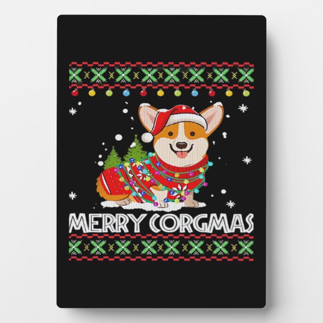 Corgi Dog Merry Corgmas Santa Corgi Ugly Christmas Fotoplatte (Vorderseite)