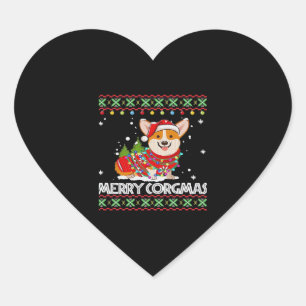 Corgi Dog Merry Corgmas Santa Corgi Ugly Weihnacht Herz-Aufkleber